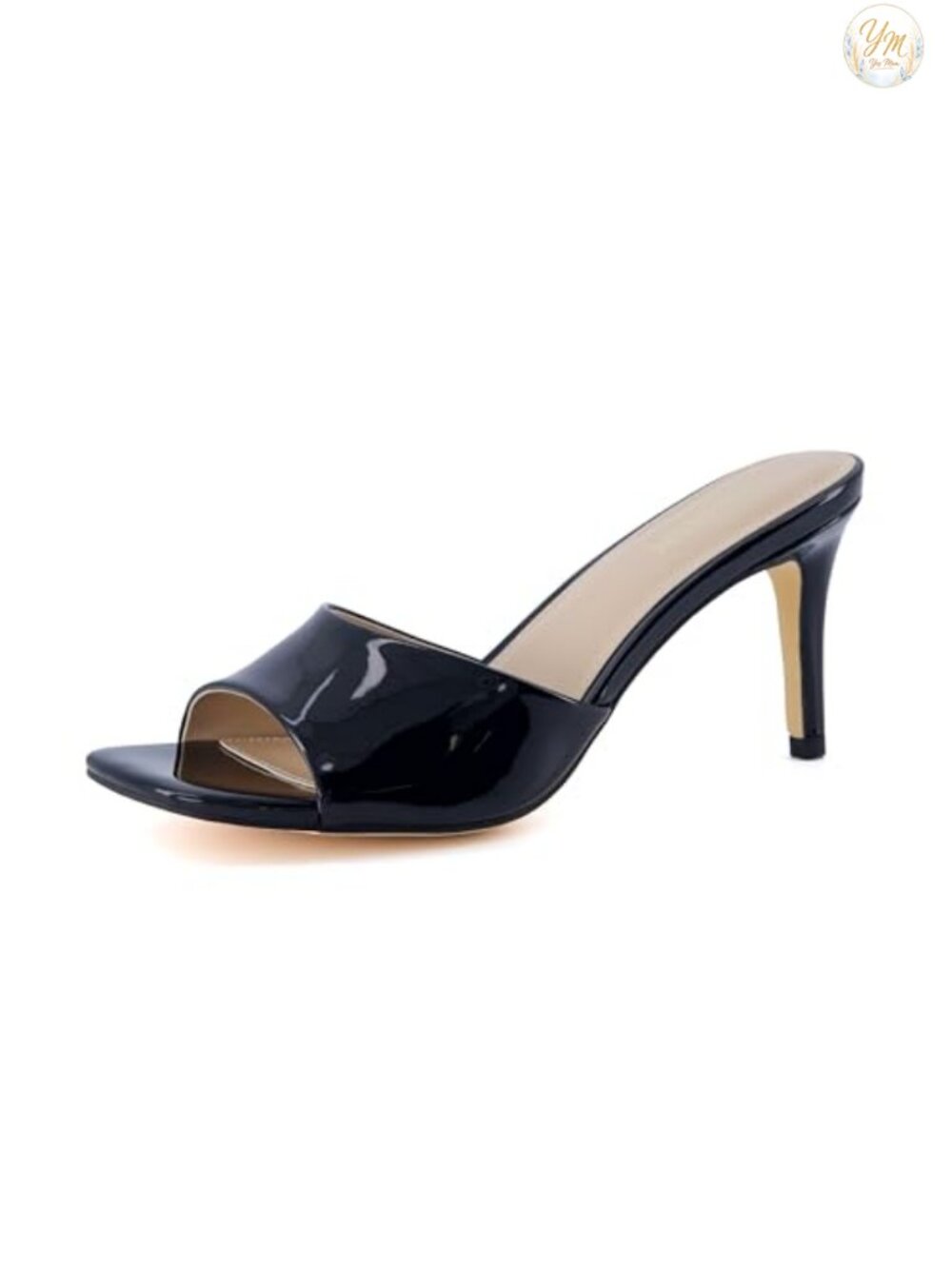 Kitten Heel Sandals Faux Leather Slip On Memory Foam Dress Heels